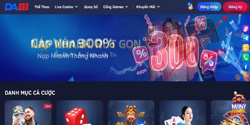 Truy cập đăng ký tại sân chơi DA88 