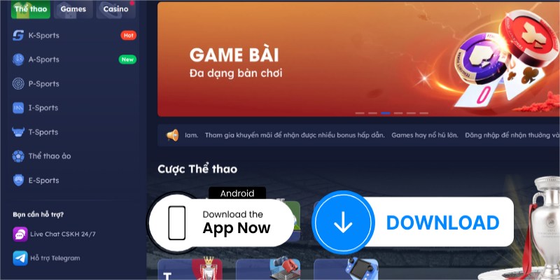 Tiến hành tải app DA88